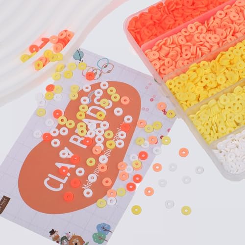 3500Pcs Yellow Clay Beads for Bracelets Making 6mm Heishi Polymer Clay Bead, Flat Round Disc for Jewelry Making Yellow Bead Making Kit - color: Yellow