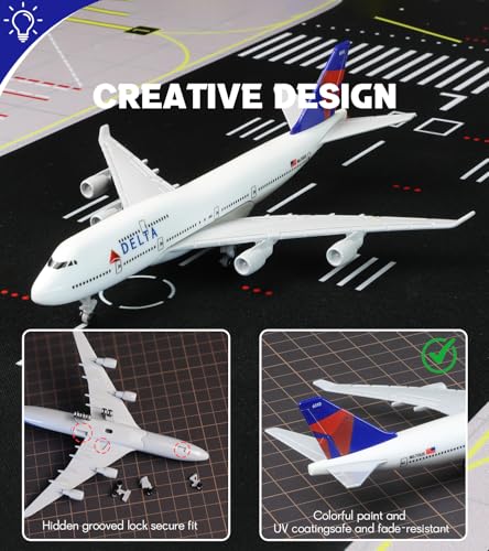 1/400 747 Diecast Plane Model with Pre-Built Wheels, Stand - color: 01. Delta 747