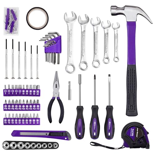 CARTMAN 148-Piece Automotive And Household Tool Set, Purple Repair Kit Case - color: Purple