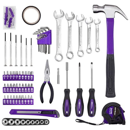 CARTMAN 148-Piece Automotive And Household Tool Set, Purple Repair Kit Case - color: Purple