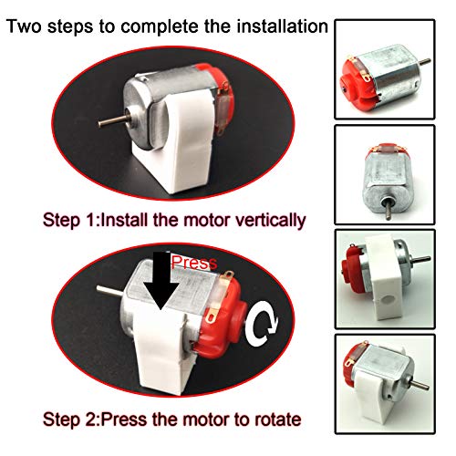EUDAX 6 Set DC Motors Kit, Mini Electric Hobby Motor 3V -12V 25000 RPM Strong Magnetic with Shaft Propeller, 2 x AA Battery Holder,9V Battery Clip Connector,Plastic Wheels for DIY Science Projects
