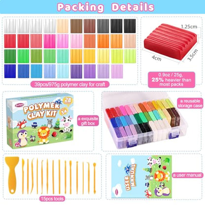 Funtopia Polymer Clay Kit, 34 Colors Modeling Clay for Kids Adults