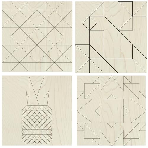 9" Barn Quilt Kit Set 4 | Aztec, Pineapple, HST Fun, LG Milky Star - size: 9 inches (set of 4), style: Aztec,Pineapple,HSTFun,LGMilkyStar