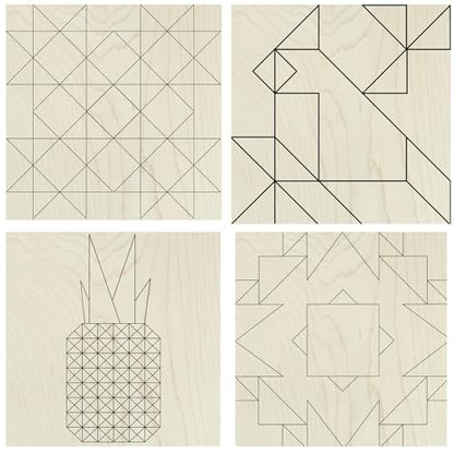 9" Barn Quilt Kit Set 4 | Aztec, Pineapple, HST Fun, LG Milky Star - size: 9 inches (set of 4), style: Aztec,Pineapple,HSTFun,LGMilkyStar