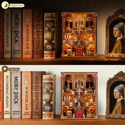 NookMaster Book Nook Kit with LED Light DIY Miniature Dollhouse for Adults - color: Window of the World