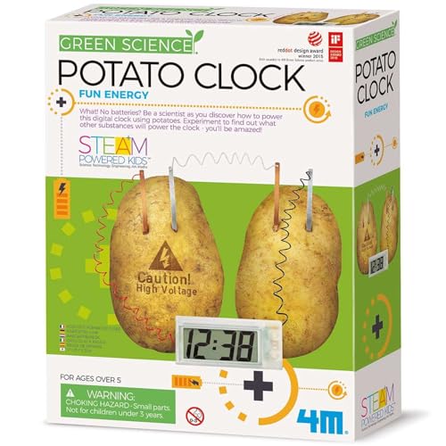 4M: Green Science: Potato Clock - DIY & Experience Battery-Free Renewable Energy, Power A Digital Clock, STEM Learning Craft Activity Kit, Kids Age 5+