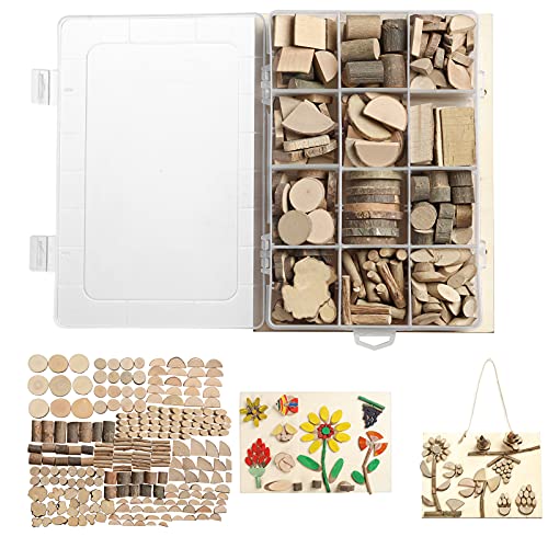 LAZACA Wood Craft Kits DIY, Wooden Loose Parts 250 Pcs, 19.5X13X3.5cm