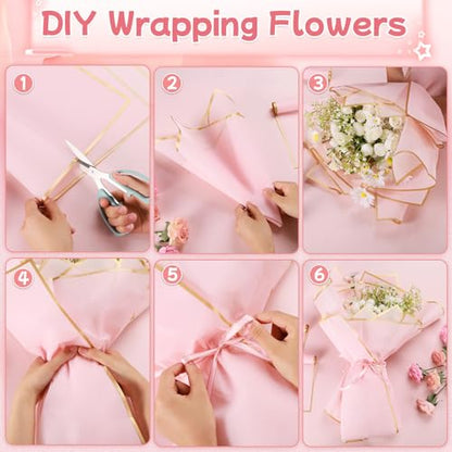 woric 93 Pcs Flower Bouquet Wrapping Paper Kits - color: Pink