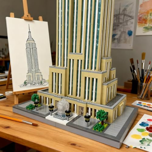 New York Empire State Building Blocks Set, Commemorative Architectural Model Building Kit, World Famous Landmark Model Set, Modular House Architectural for Gift Home Decoration