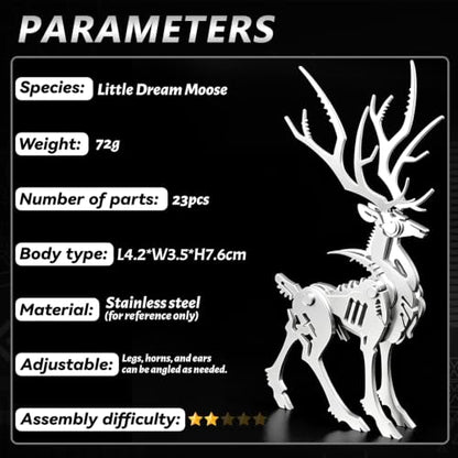 FILASLFT 3D Metal Puzzles for Adults,Mechanical Model Kit Small Dream Elk - color: A9-small Elk-silvery