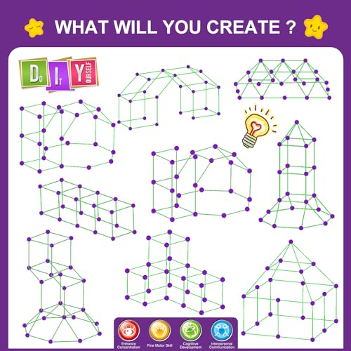 SpringFlower Fort Building Kit for Kids, for Boys and Girls - color: Purple