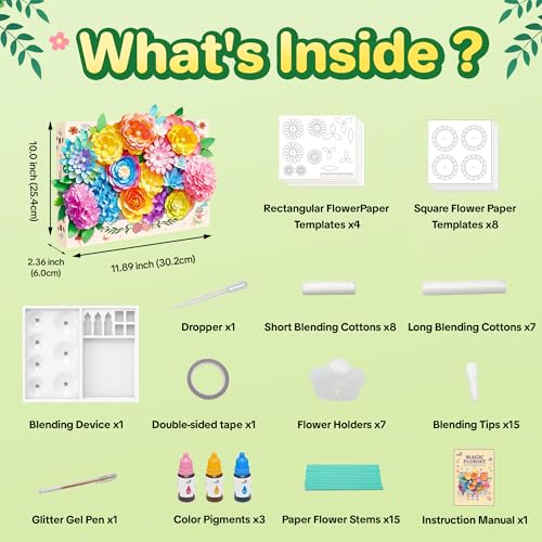 Kiditos Paper Flower Kit, Magic Color Changing Flower Craft Kit for Kids