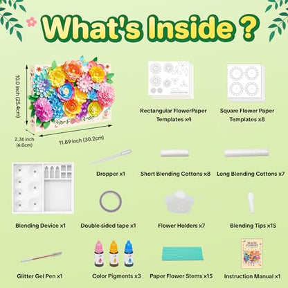 Kiditos Paper Flower Kit, Magic Color Changing Flower Craft Kit for Kids