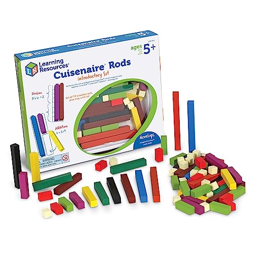 Cuisenaire Rods Kit for Fractions, Wood, Grades 4-6 (12 Trays, 1 Set of Overhead Rods, and Book)
