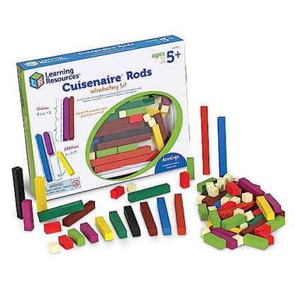 Cuisenaire Rods Kit for Fractions, Wood, Grades 4-6 (12 Trays, 1 Set of Overhead Rods, and Book)