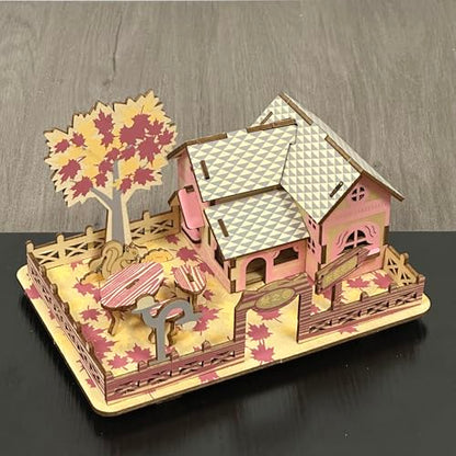 Log Cabin 3D Wooden House Puzzle,DIY Mini Building Model Kit，007 - color: 007
