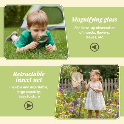 9Pcs Kids Explorer Kit Bug Catching Kit with Magnifying Glass