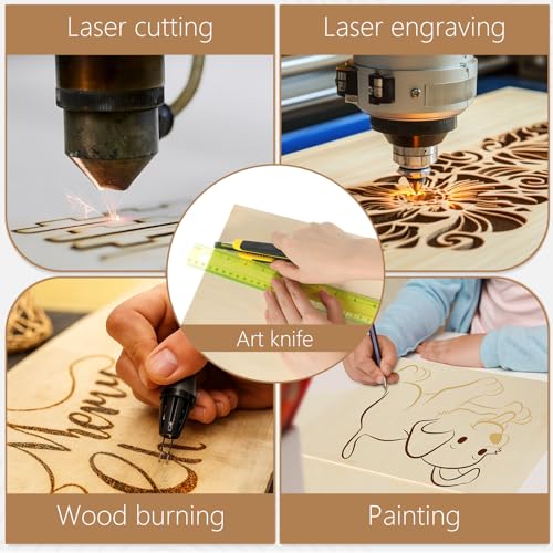 Riakrum Basswood Sheets Plywood Board Unfinished Wood Boards for Crafts for DIY Laser Projects Architectural Mini House Building Hobby Model Making(12 x 24 x 1/8 Inch,48) - size: 12 x 24 x 1/8 Inch