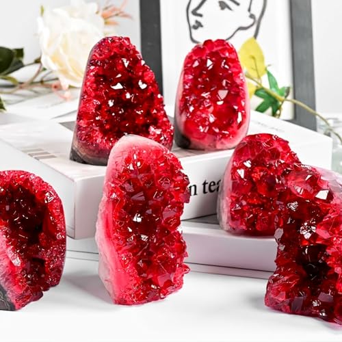 1Pc Claret Raw Geode, Crystal Cluster for Home Feng Shui Ornaments Energy Stone Healing Tools Meditation Feng Shui Decoration,Stone Display Piece, Mineral Specimen (200-300g) - size: 200-300g