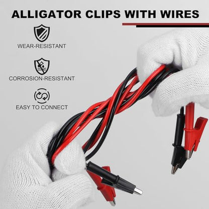 DROK 14 AWG Test Leads with Alligator Clips Electrical - Pack of 2 Multimeter Alligator Clips with Wires 19A, 1m/3.28 ft 14 Gauge Wire - size: 1m