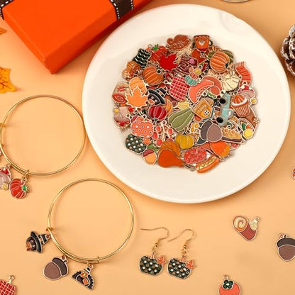 SANNIX 350Pcs Fall Charms, Thanksgiving Charms for Jewelry Making Bulk - color: Fall Color