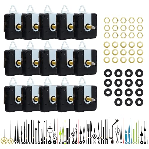 15 Pack Clock Mechanism Replacement Kit with 19 Pairs Clock Hands - size: Thread Length 3/4 inch