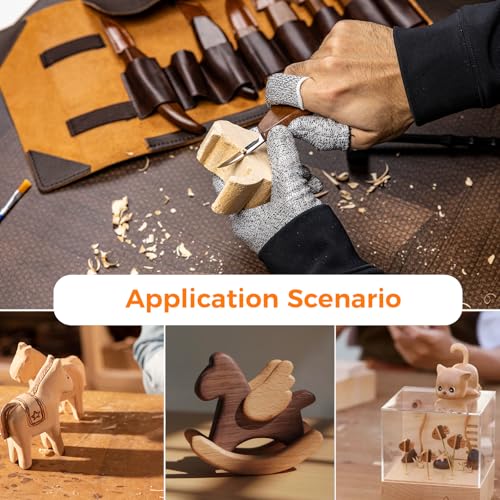 68-Piece Wood Carving Kit for Adults and Beginners, 16 Whittling Knives & Chisels, 8 Basswood Blocks, Leather Tool Roll, Safety Gloves, Paints and Templates, Carving Gift Set for Men