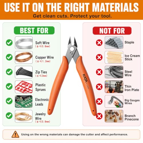 KATA Mini Flush Cutters, 5-Inch Micro Wire Cutters for Jewelry & Model Kits - color: 1 Pack 5" Flush Cutter Orange