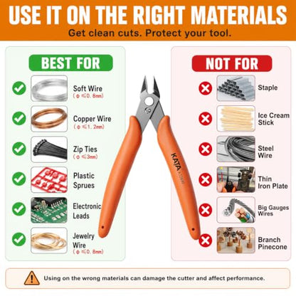 KATA Mini Flush Cutters, 5-Inch Micro Wire Cutters for Jewelry & Model Kits - color: 1 Pack 5" Flush Cutter Orange
