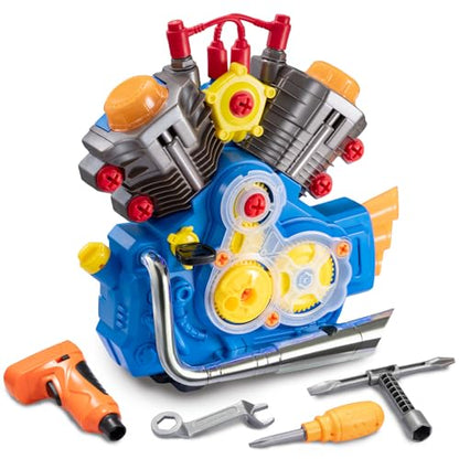 POFJOEQ STEM V4 Engine Model Building Kit,Engine Model Kit Toy with Cool Lights&Sounds,Ages3+