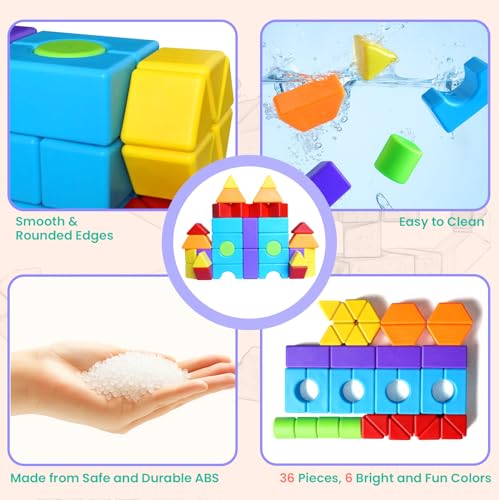 Large 3D Shape Magnetic Building Blocks, 36PCS, 1.65 Inch for Kids Ages 4+ - color: 36 Pieces