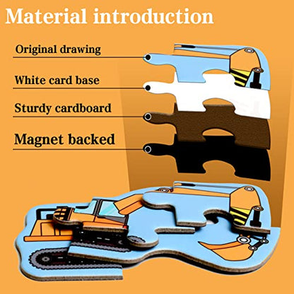 Magnetic Puzzles for Kids Ages 3-5, Travel Toddler Excavator Puzzle Toy - style: Engineering vehicle