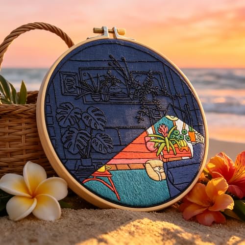 Crafmanoe Plants Embroidery Kits for Beginners Adults, Home Hand Embroidery Starter Kit, Stamped Cross Stitch Kits Needlepoint Kits for Beginners Adult, Embroidery Hoop, Thread, Fabric, Video Tutorial - color: H2121