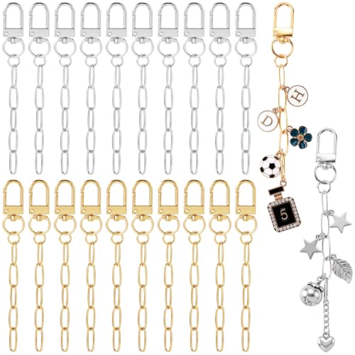 Hzopcw 20pcs Keychain Making Kits for Bag Charm, Gold & Silver - color: B-20pcs-Gold,Silver