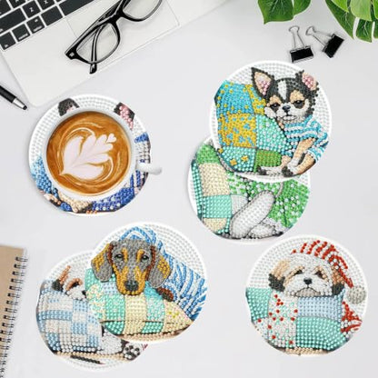8 PCS Diamond Art Coasters Kit for Adult,Cute Dog Diamond Painting Coaster - color: Dog