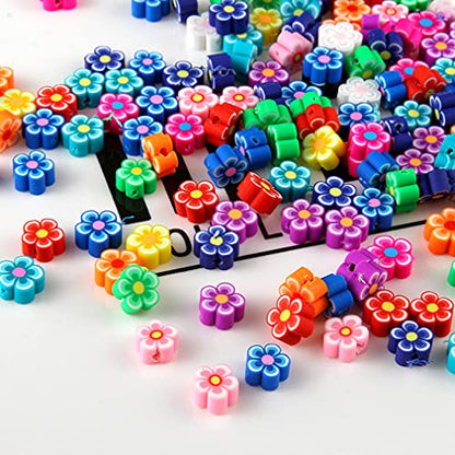 100pcs Mixed Polymer Clay 10mm Spacer Beads for Women Jewelry Making DIY Bracelet Necklace Hair Clip Accessories (Flower) - color: Flower