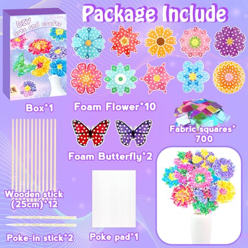 Poke in Fun Art Flower Craft Kits for Kids,Arts and Crafts for Kids,Mess Free Kids'Paper Craft Kit,Party & Home Décor,DIY Art Supplies Creative Activity Birthday Gifts,Toys for Girls Boys Ages 4-10+ - style: Flower Bouquet