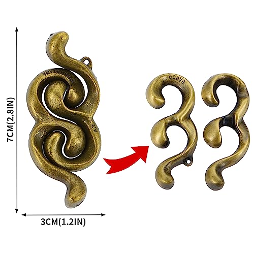 Brain Teaser Puzzles- 3 PCS Metal Puzzles Kit Metal Cast Puzzle Games Toys - color: Golden Puzzle, size: 3PCS (Gold)