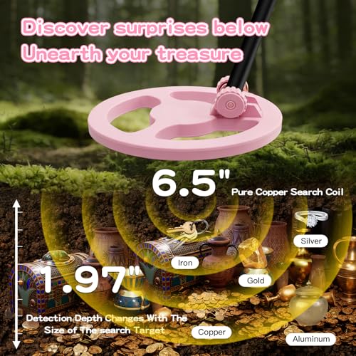 Metal Detector for Kids,0.88lbs with Shovel Rake Mesh Bag Kit,Pink