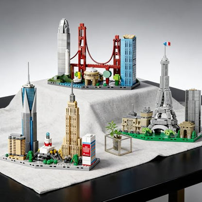 3 Famous World Architecture Skyline Collection Building Set, Paris, New York City, San Francisco Includes Golden Gate Bridge, Eiffel Tower etc, Ideal Valentine's Day Gift for Lover(1648PCS) - style: 3 Skyline-1