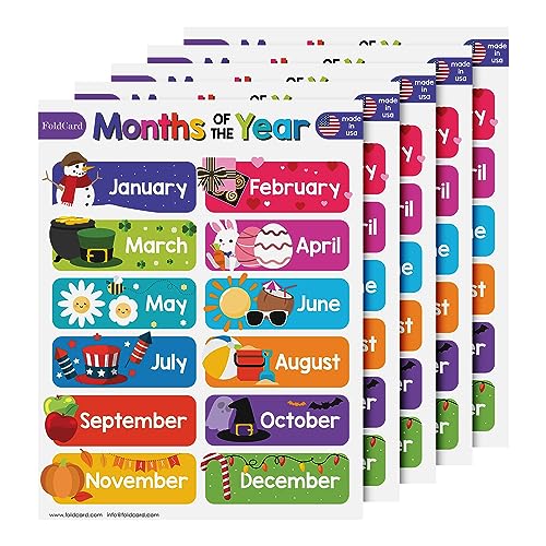 FoldCard Months of the Year Chart Educational Poster 8.5x11 5pk - color: 12 Months of the Year