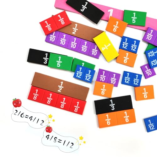 Plastic Rainbow Fraction Tiles, Rainbow Montessori Math Materials, Fraction Set for Math Classroom Fractions Manipulatives Math Manipulatives for Home School Supplies