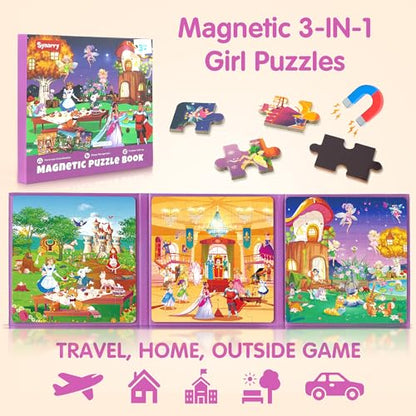 SYNARRY Princess Fairy Party Magnetic Puzzle for Kids Ages 3-5, Travel Toys - style: Princess Fairy