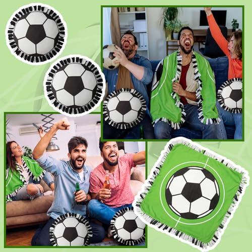 Vicenpal Set of 3 Soccer Tie Blanket & Pillows Craft Kit Dly Soccer Crafts 57 Inch No Sew Fleece Tied Blanket for Sports World 2026 Theme Party Favors Football Fan Gifts Summer Camp Activities - style: Soccer
