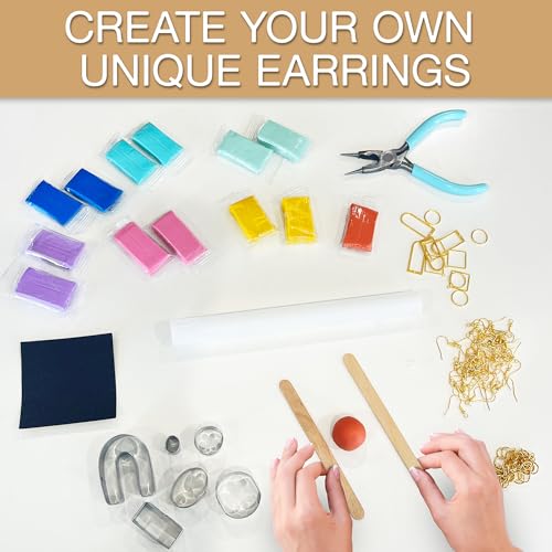 JOiFULi 132 Pc- Complete DIY Friendship Craft Set for Teens, Ages 12+ Aesthetic Polymer Clay Earring Jewelry Craft Making Set
