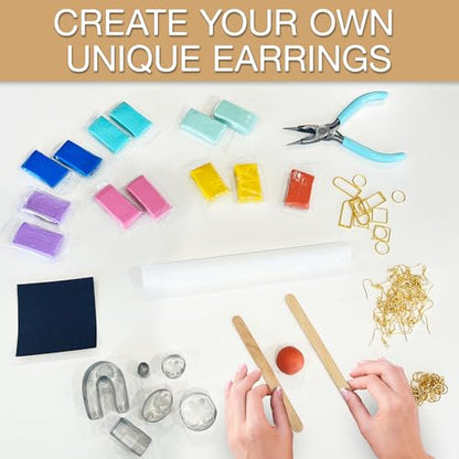 JOiFULi 132 Pc- Complete DIY Friendship Craft Set for Teens, Ages 12+ Aesthetic Polymer Clay Earring Jewelry Craft Making Set