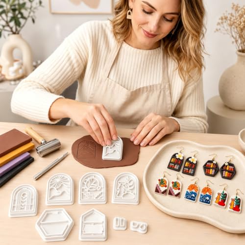 9Pcs Boho Arch Clay Earring Cutters - color: Bookshelf