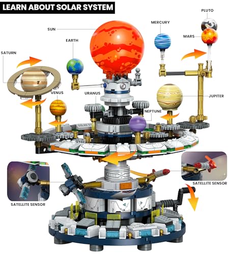 Rotatable Solar System Building Set, Space Exploration Building Blocks Set, Solar System Toys for Birthday for Teens Ages 12-14+ (963pcs)