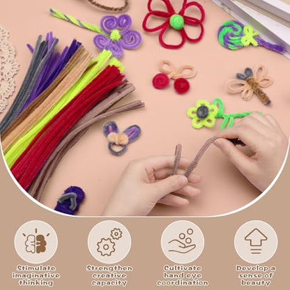 100 PCS Pipe Cleaners Craft, Soft Brown Pipe Cleaners Bulk, Chenille Stem - color: Coffee