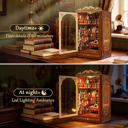 CRIOLPO Book Nook Kits for Adults DIY Miniature Dollhouse Kit for Adults - color: Time Bookstore